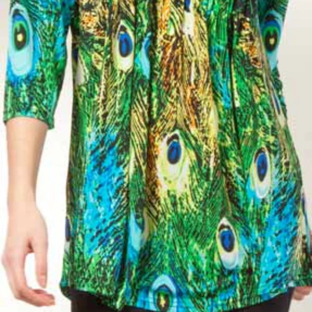 PEACOCK DESIGN LA CERA SILKY FEEL Poly Blend TUNIC - WORE ONCE - Picture 2 of 6